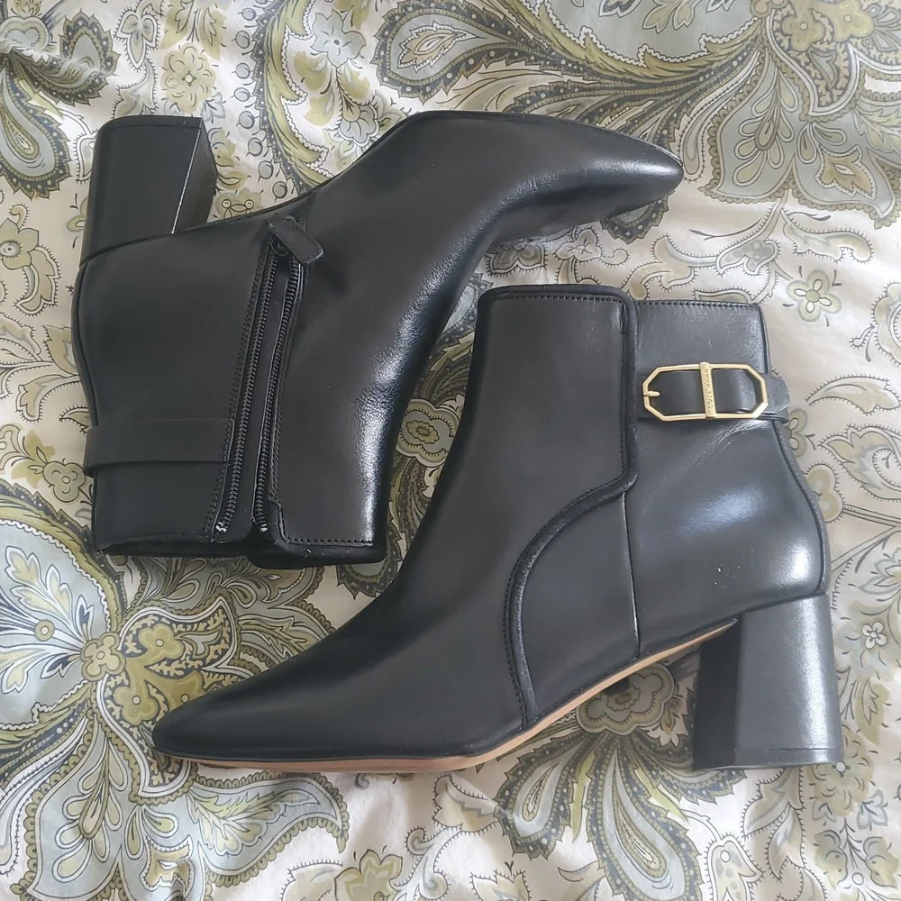 COLE HAAN Black Leather Ankle Dressy Booties Size 10